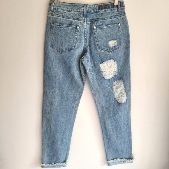 House of Holland Plaid Patchwork Distressed Jeans - Picture 6 of 8